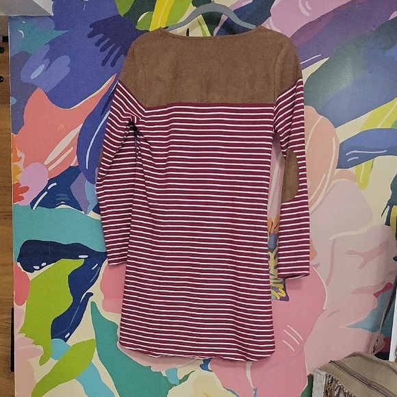 Umgee Maroon Striped Dress With Suede Accent - Picture 6 of 7